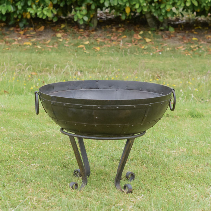 70cm Iron Fire Bowl in Garden