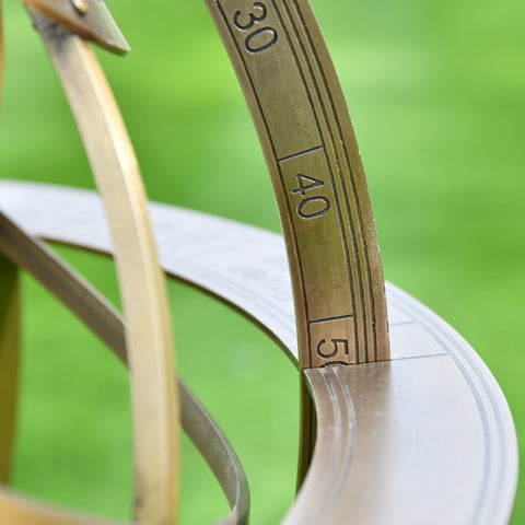 Close Up of Antique Brass Armillary Sundial 