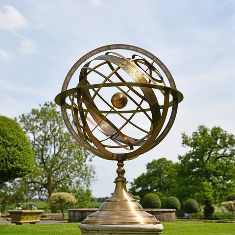 Antique Brass Armillary Sundial  on plinth