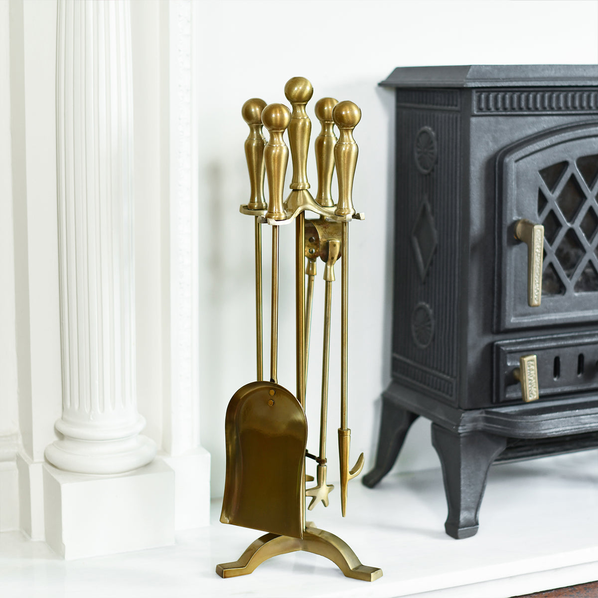 Bridsworth' Antique Brass Finish Traditional Four Piece Fireside