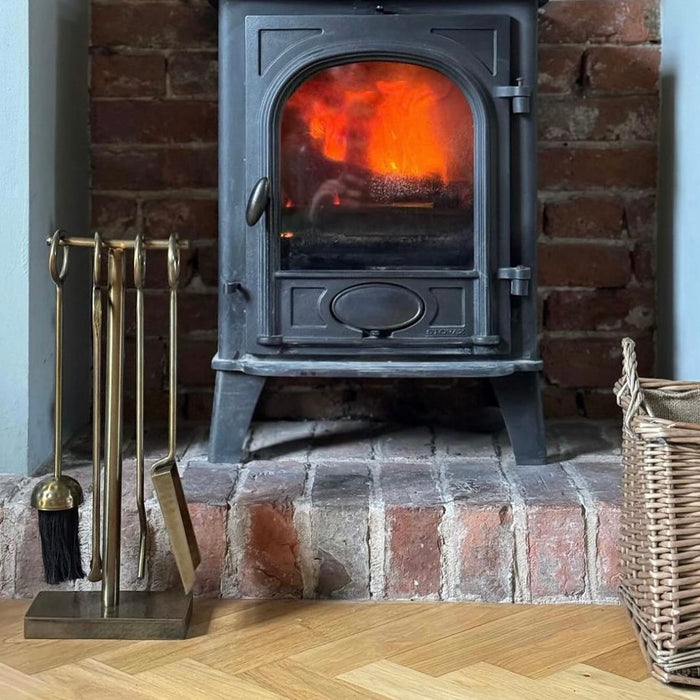 Antique Brass Fireside Tools by Wood burner 