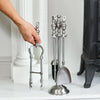 "Athena" Pewter Finish Four Piece Fireside Tools Set In Situ 