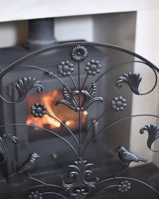 Bird  and Flowers Embellishment on Fire Guard 