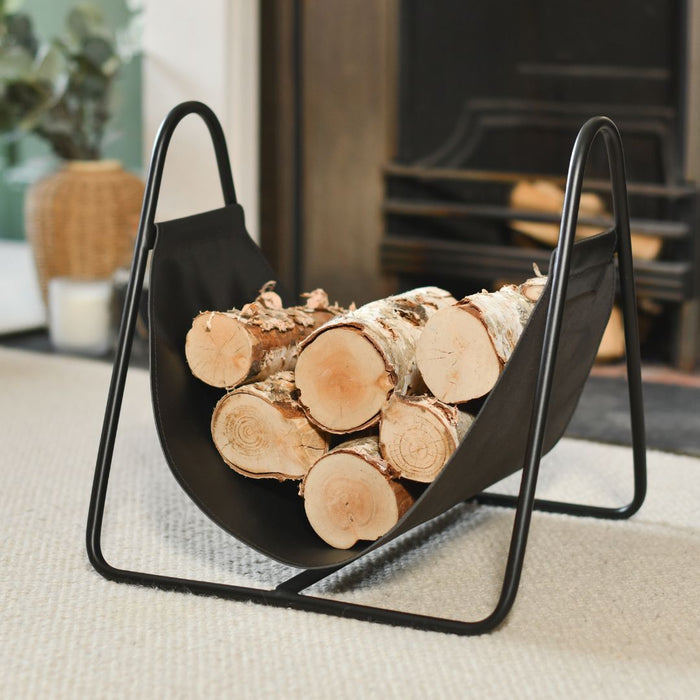 Black Leather Log Holder 