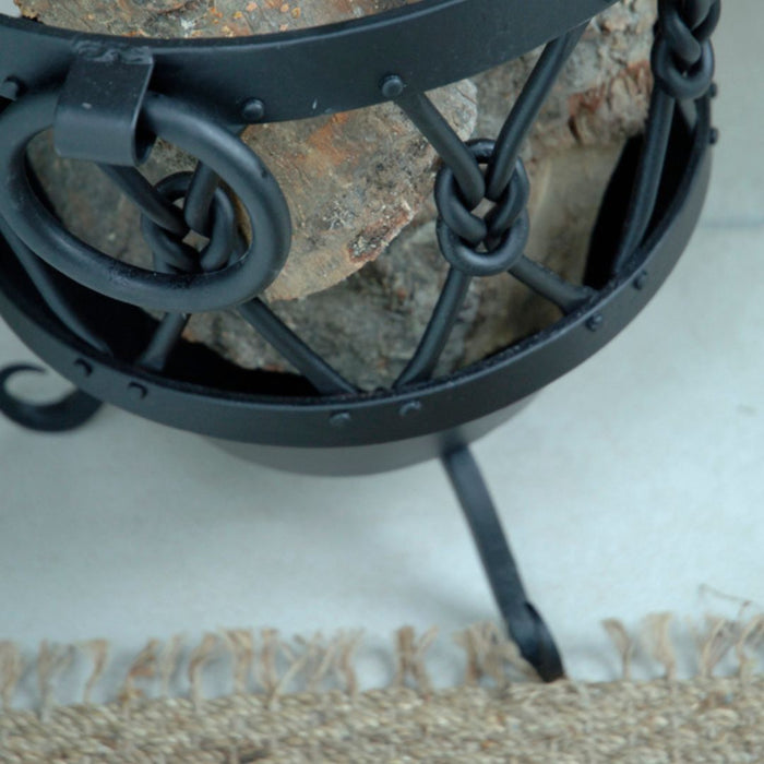 Wrought Iron 'Knot' Design Log Basket With Handles