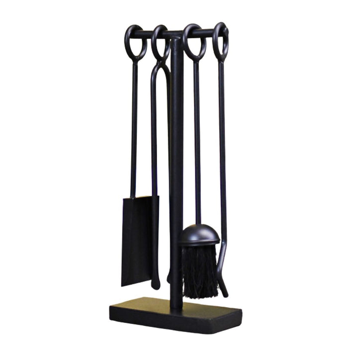 Black Contemporary Four Piece Fireside Set 