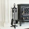 Black Steel Loop Handle Four Piece Fireside Tools Set In Situ