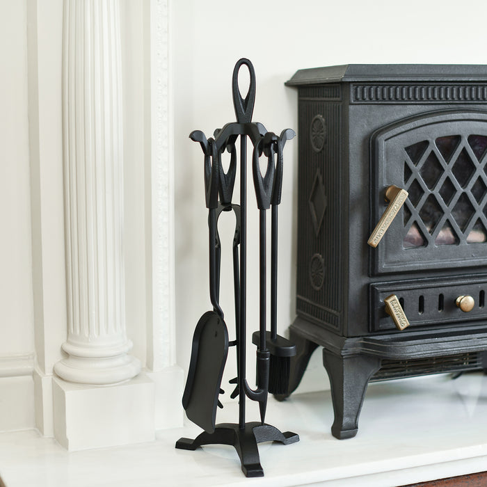 Black Steel Loop Handle Four Piece Fireside Tools Set In Situ