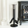 Black Three Piece Fireside Tools Set With Brushed Steel Contempoary Handle