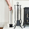 Black Twist Stand Fireside Tools Set In Situ 