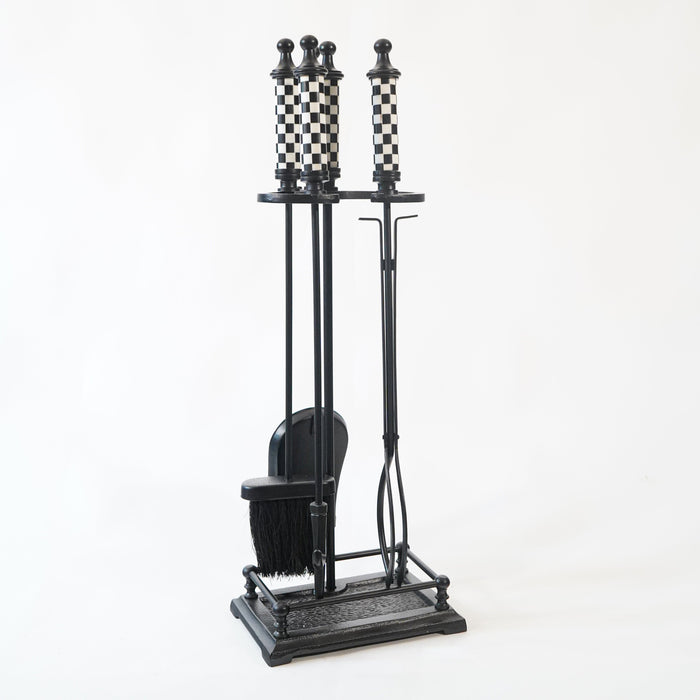 Black and White Check Fireside Tools Set