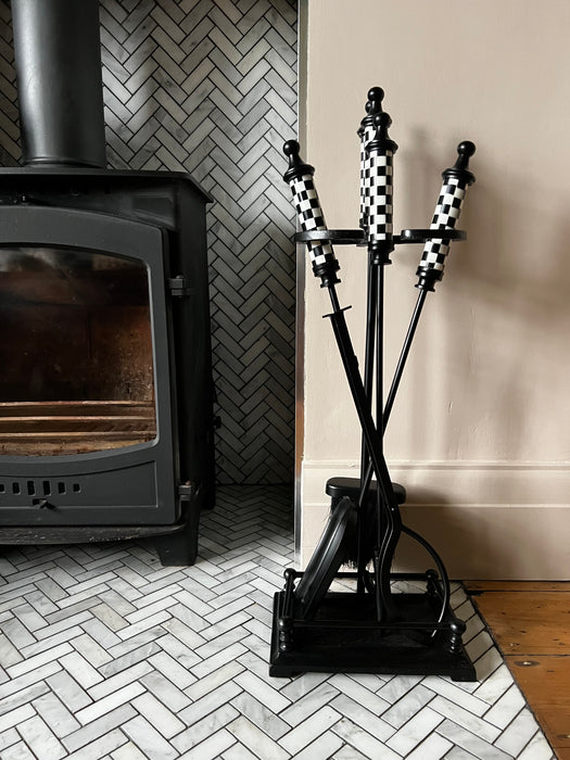 Black and white Check Handles on Fireside Tools