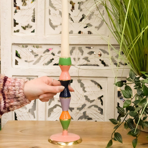 Bold Stylish Striped Candlestick Holder