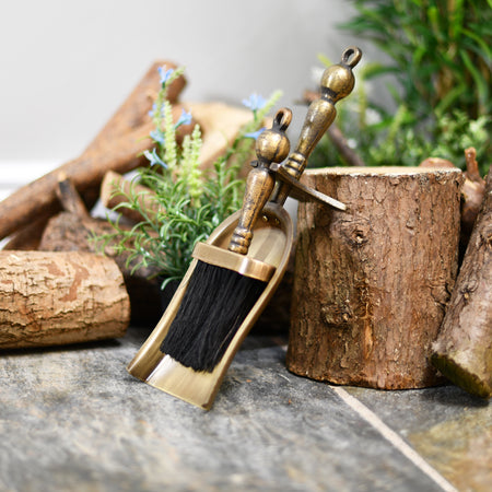Bronze Finish Fireside brush and pan