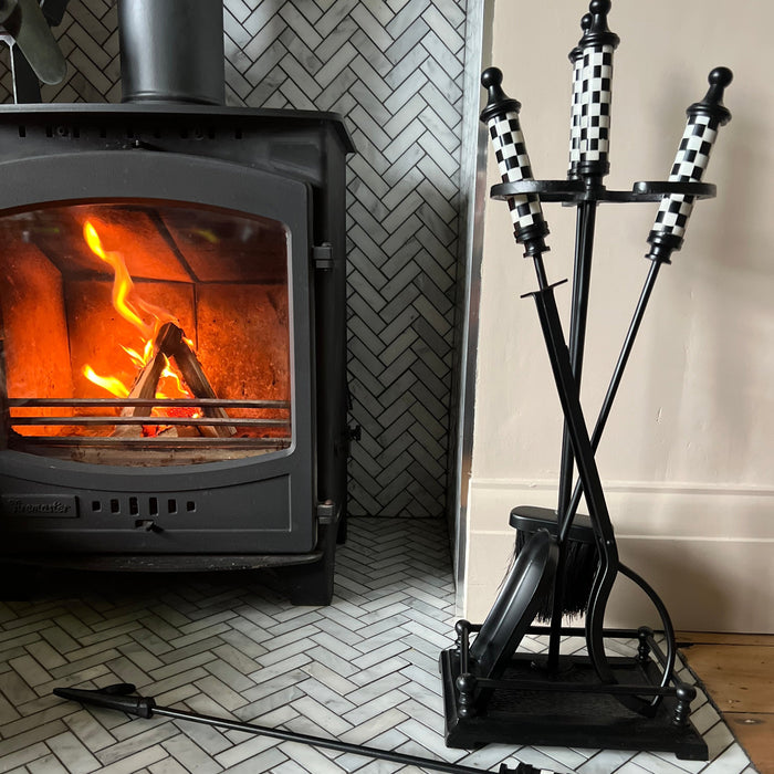 Checkered Fireside Tools in Situ 
