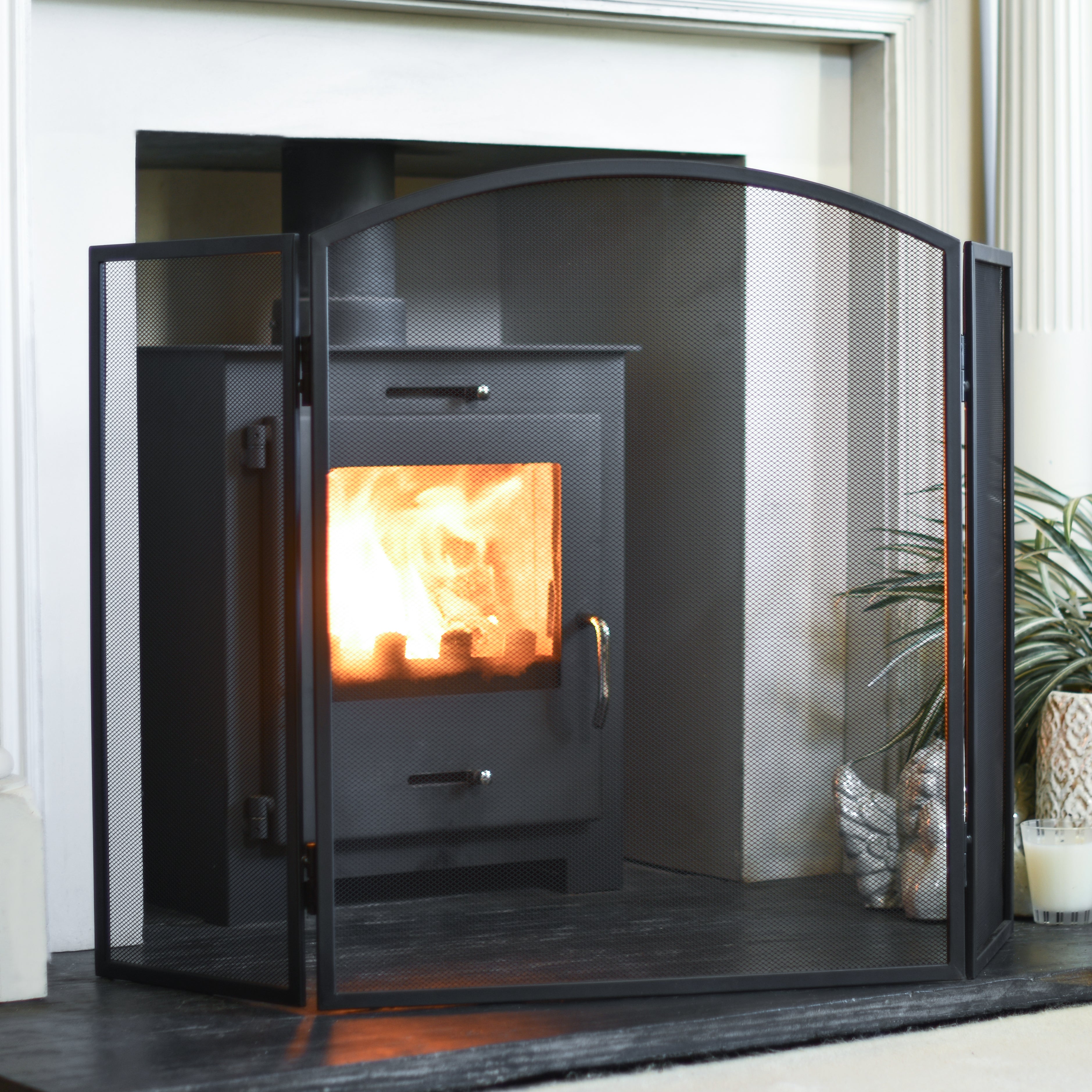 'Carter' Black Arch Three Fold Fire Guard– The Fireside Store