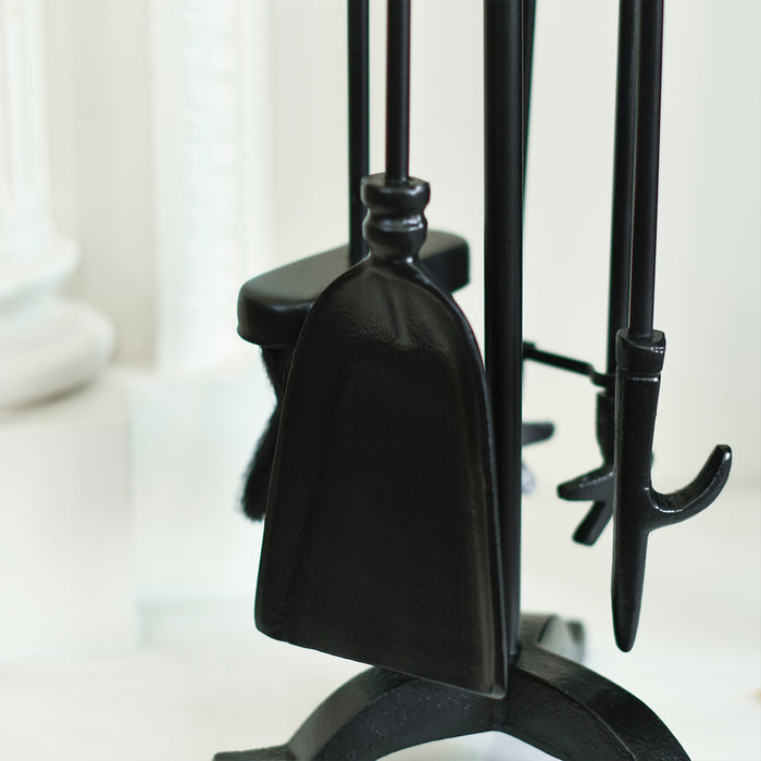 Close Up Of Robust Iron Traditional Four Piece Fireside Shovel