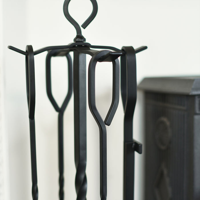 Close Up Of Black Twist Stand and Smooth Handles and Looped Top