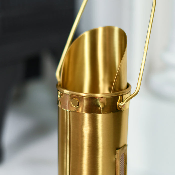 Close Up Of Brushed Brass Matchstick Holder In Situ 