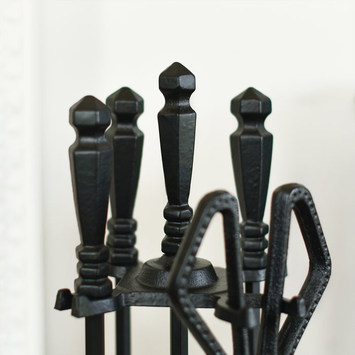 Close Up Of Diamond Finials On Fireside Tools 