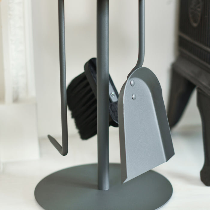 Close Up Of Matte Grey Fireside Tools