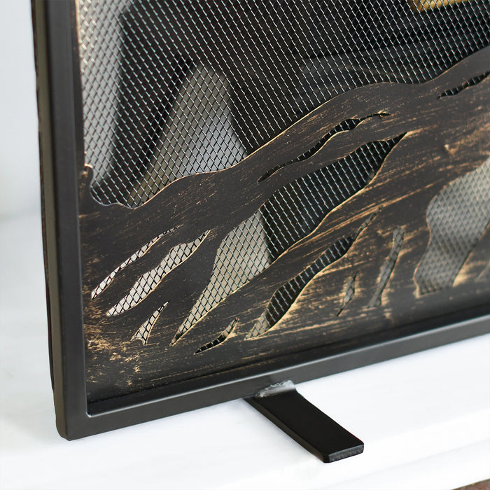 Close Up Of Tree of Life Design Fire Guard Feet 