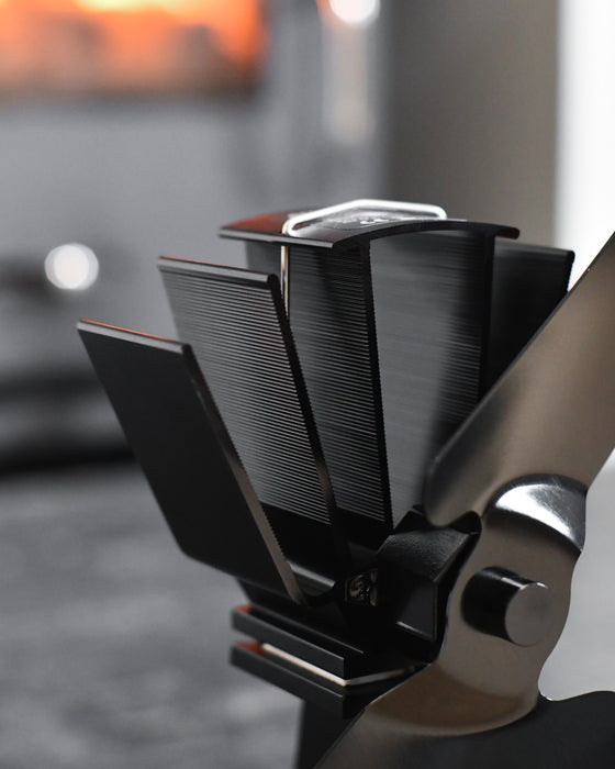 Heat Powered Stove Fan With Two Blades Close Up 