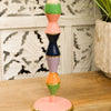 Multi Coloured Striped Candlestick Holder