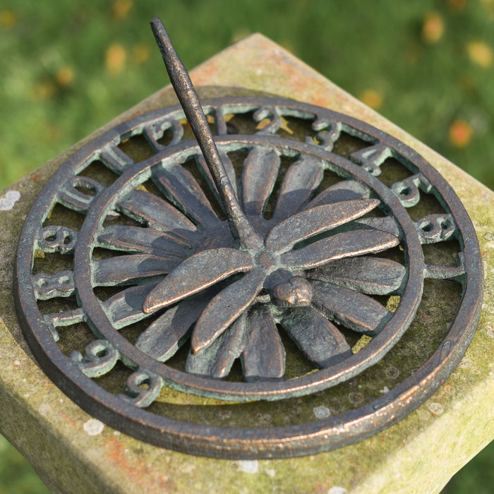 Verdigris Cast Iron Dragonfly Sundial