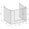 Technical drawing of a metal gate with dimensions labeled