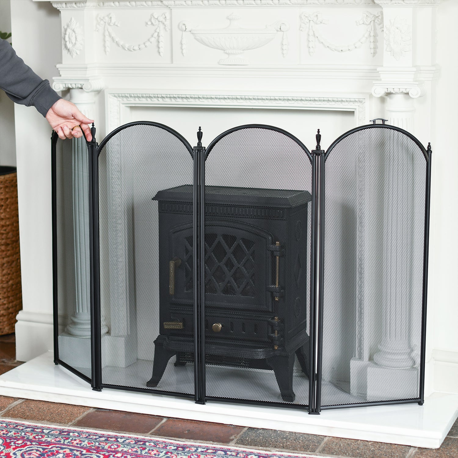 'Altus' Large Black Four Panel Fire Guard H81cm– The Fireside Store