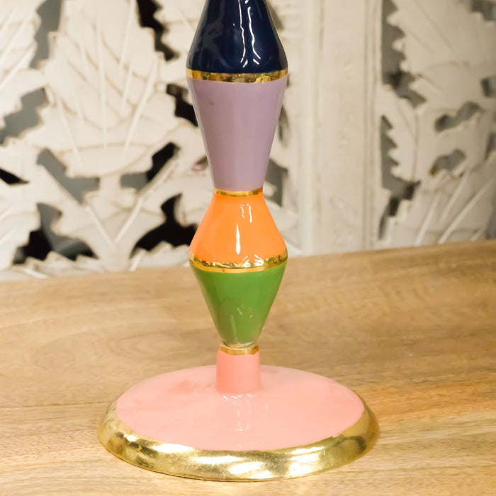 Colourful Striped Candlestick Holder