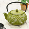 Green Teapot with Lid On 