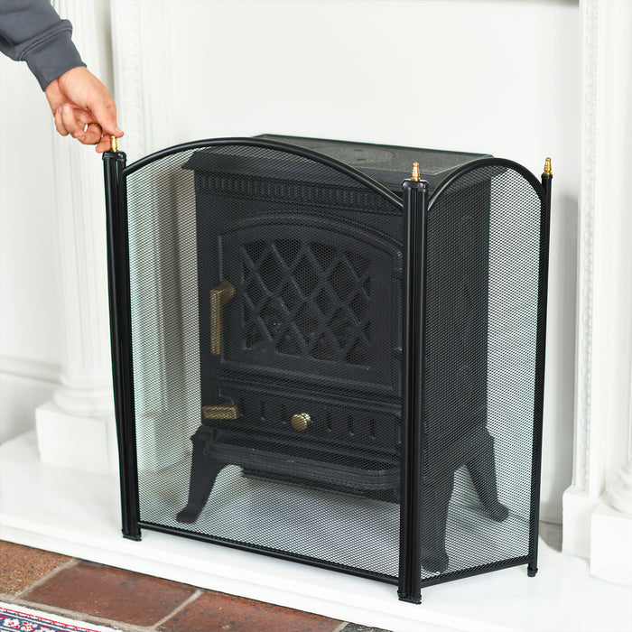 'Kratos' Handmade Black Steel Three Panel Fire Guard H67.5cm– The ...