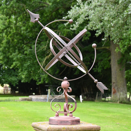 Rustic Armillary on Garden Plinth