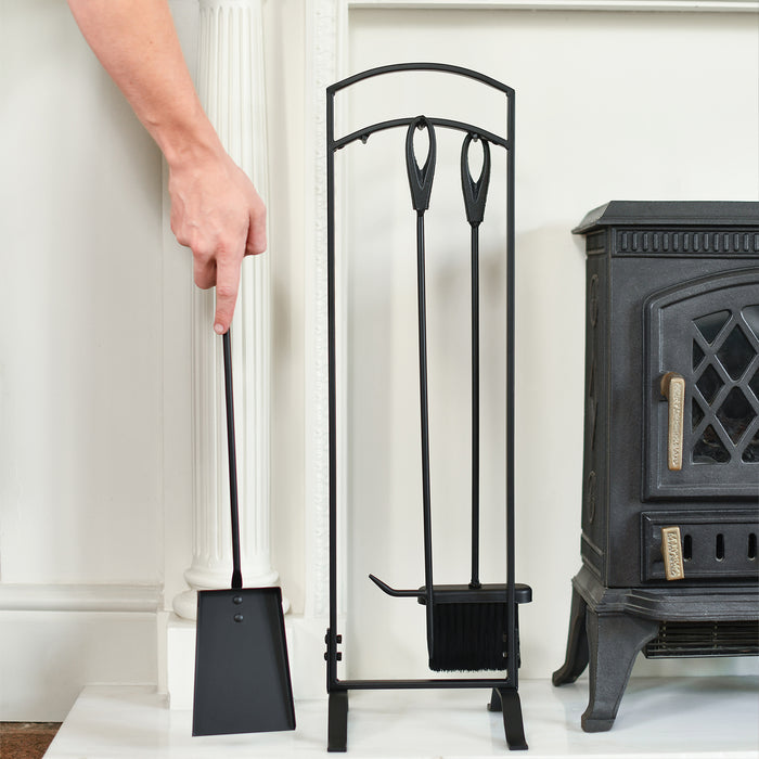 Looped Handles Black Fireside Tools Set In Situ 