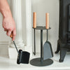 Matte Grey Three Piece Contempoary Fireside Tools Set With Wooden Handles 