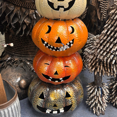 Stack of Four Metal Pumpkins