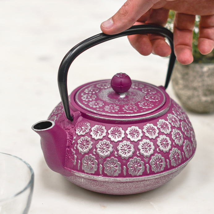 Purple and silver Iron Teapot 