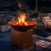 Rustic Fire Bowl Lit at Night 