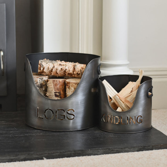 Set of two fireside log buckets