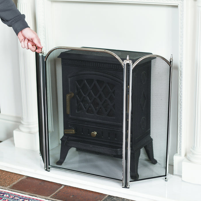 Three Panel Steel Fire Guard In Situ With Hand For Scale 