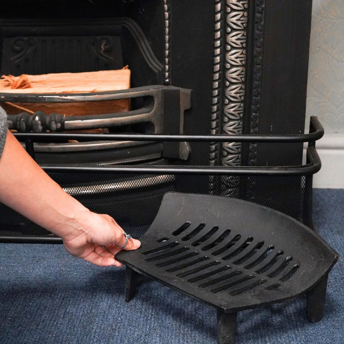 Traditional Black Bowed Fire Grate Scale Shot 